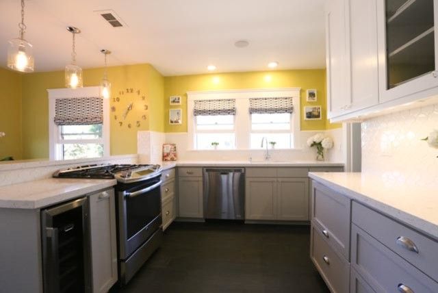 Clap Board for a Contemporary Kitchen with a Stacking Washer Dryer and North Park Kitchen Renovation by Mathis Custom Remodeling