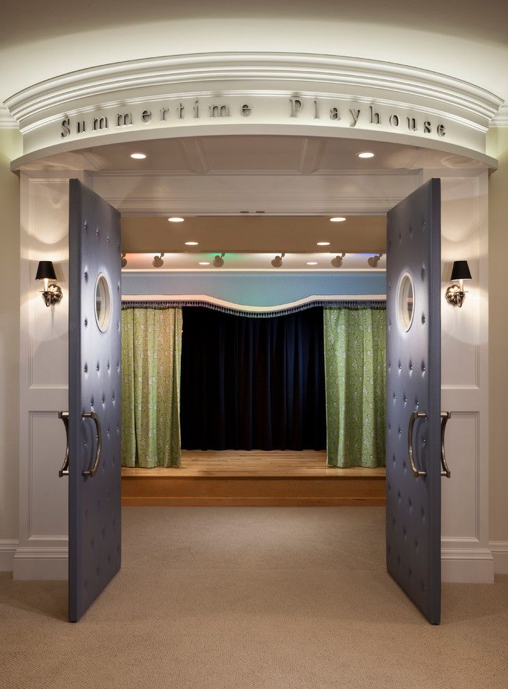 Clarksville Movie Theater for a Traditional Home Theater with a Curtain Panels and Country Home   02 by Think Architecture Inc.