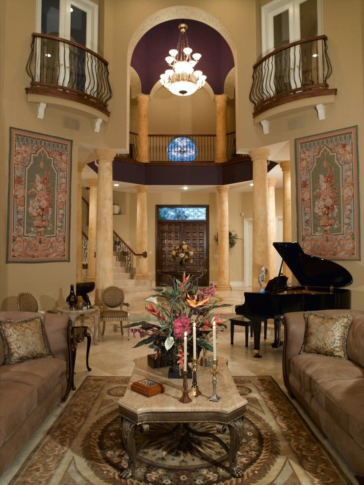 Classical Kusc for a Mediterranean Living Room with a Old World and Private Residence by Jennifer Lang Designs, Inc.