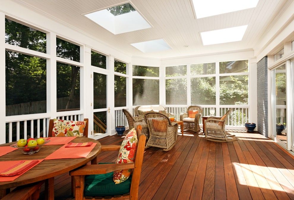 Cleaning Wood Floors with Vinegar for a Traditional Porch with a Wood Trim and Case Design/remodeling, Inc. by Case Design/remodeling, Inc.