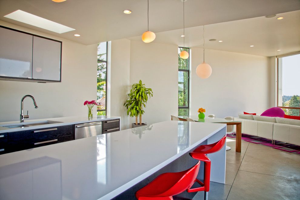 Coastal Kitchen Seattle for a Contemporary Kitchen with a Red Bar Stools and Kitchens by Chris Pardo Design   Elemental Architecture