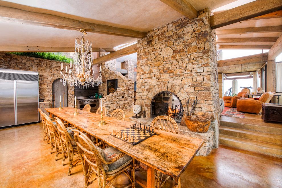 Coastline Realty for a Mediterranean Dining Room with a Rustic Modern and Big Sur Coast Ridge Estate by Decker Bullock Sotheby's International Realty