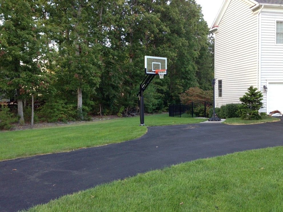 College Basketball Court Dimensions for a Traditional Landscape with a Basketball Nets and Paul G's Pro Dunk Gold Basketball System on a 20x30 in Lorton, Va by Pro Dunk Hoops