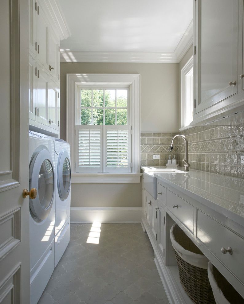 Colleton River Plantation for a Traditional Laundry Room with a Tiled Backsplash and Georgian Residence New Canaan by Brooks and Falotico Associates, Inc.