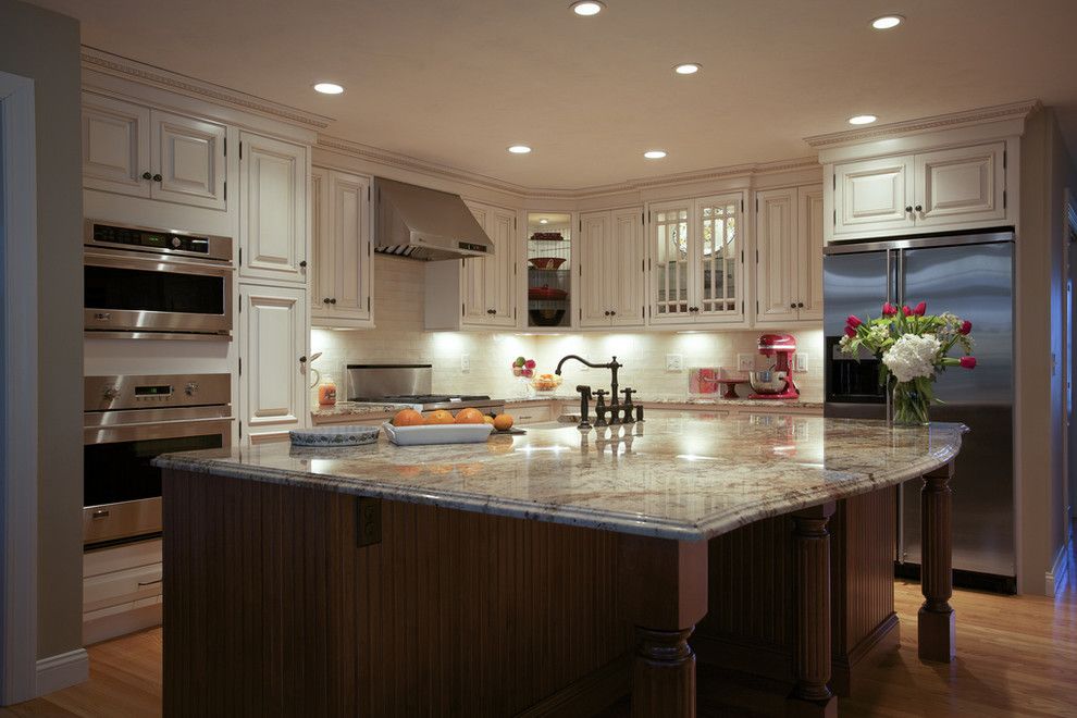 Colonial Marble and Granite for a Traditional Kitchen with a Two Tone Cabinets and Boxborough by Dawn Willis, Akbd  Great Spaces Inc.