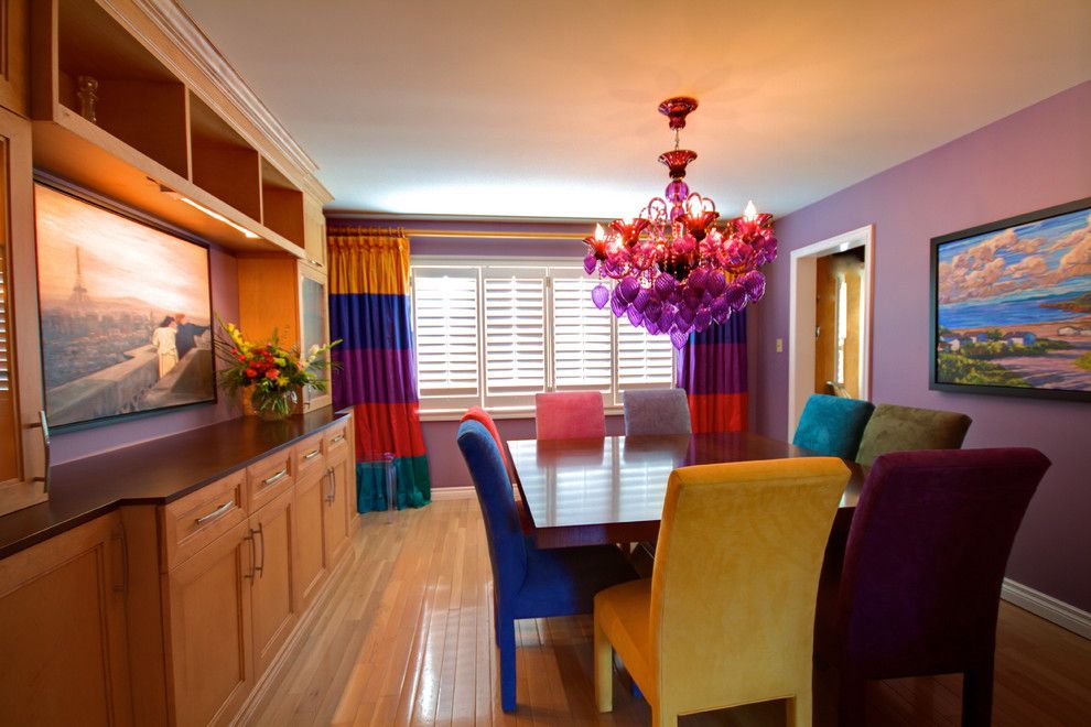 Coloredge for a Eclectic Dining Room with a Bright Colors and Dining Rooms by Avalon Interiors