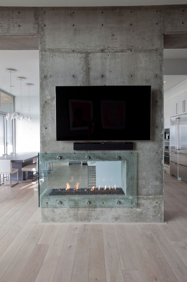 Concrete Masonry Unit for a Contemporary Living Room with a Oak and Burnaby Capitol Hill Residence by Tanya Schoenroth Design