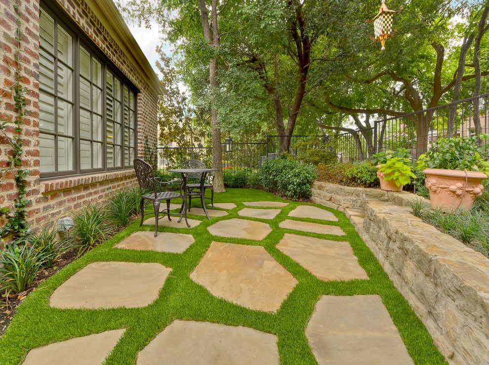 Consignment Furniture Dallas for a Traditional Landscape with a Synthetic Turf and Private Residence   Intimate Backyard Retreat by Harold Leidner Landscape Architects