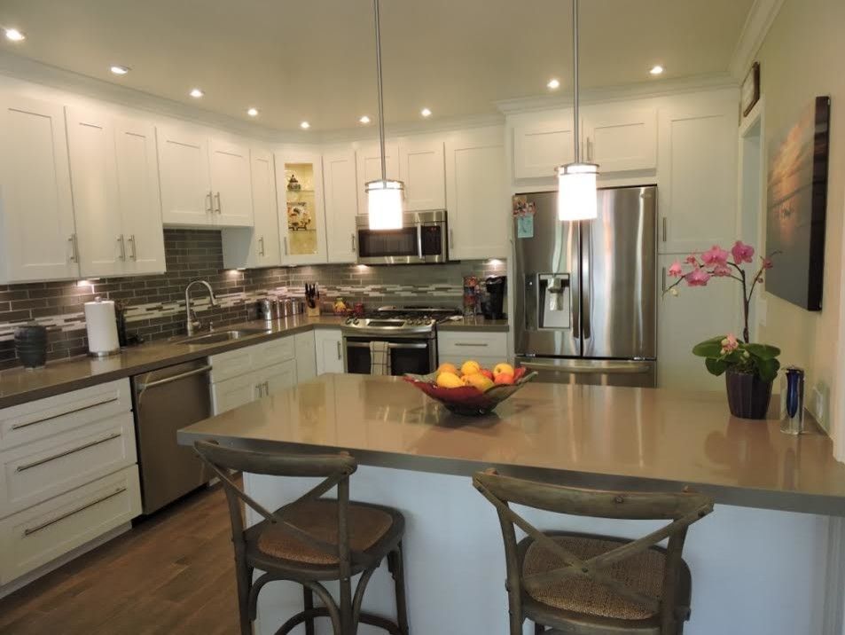 Contra Costa Appliance for a Contemporary Kitchen with a White Cabinets and La Costa Carlsbad Twin Home Remodel by Ramsay Brewer Kitchen and Bath