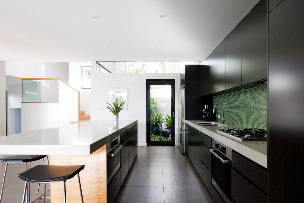 Cookson Doors for a Contemporary Kitchen with a White Countertop and Balgowlah 03 by Watershed Design