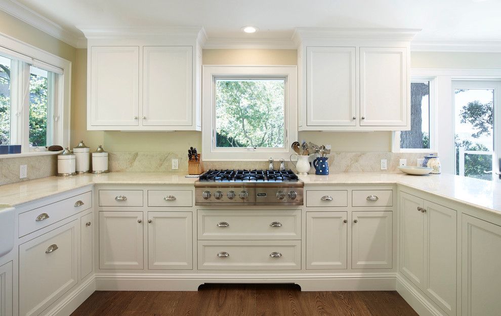 Cookson Doors for a Traditional Kitchen with a Tan Walls and Belvedere, California by Keith Bruns Woodworking