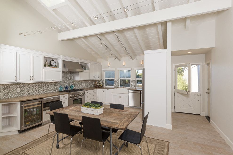 Cookson Doors for a Transitional Kitchen with a Porcelain Wood Flooring and Dana Pointe Whole Home Remodel by Sea Pointe Construction