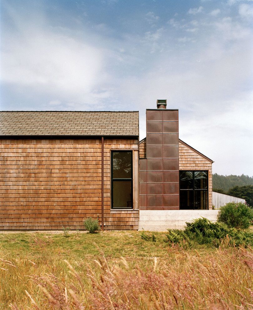 Copper Chimney for a Contemporary Exterior with a Mixed Siding and Sea Ranch Residence by Nick Noyes Architecture