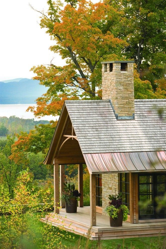 Copper Chimney for a Rustic Exterior with a Metal Roof and East West House by Truexcullins Architecture + Interior Design