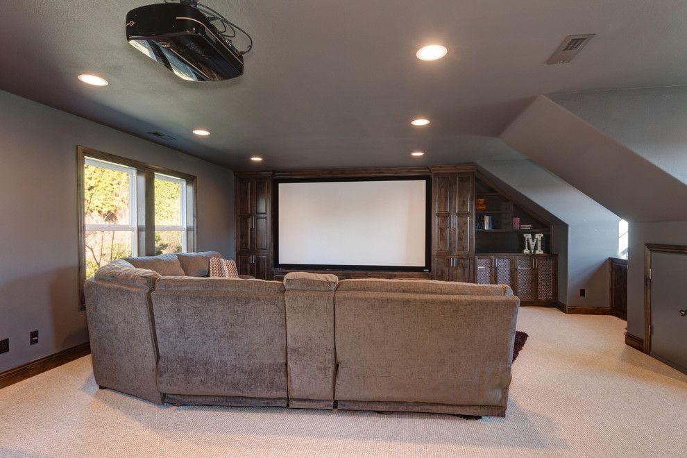 Copper Creek Theater for a Rustic Home Theater with a Home Design and Theater Room by Sitka Projects