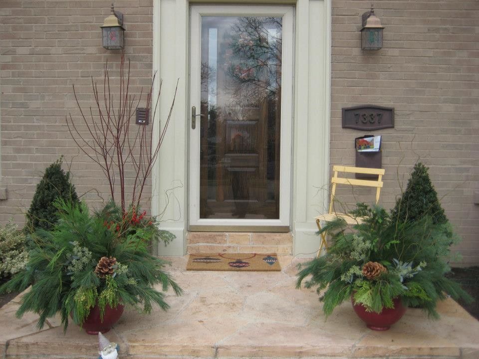 Cornus Sericea for a Traditional Landscape with a Holiday Container Garden and Branches in Containers by Kim Gamel