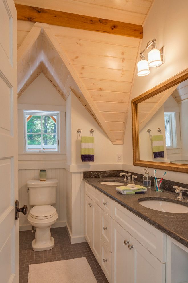 Costco Memory Foam for a Farmhouse Bathroom with a White Bathroom and Hillside Barn by John Cole Architect