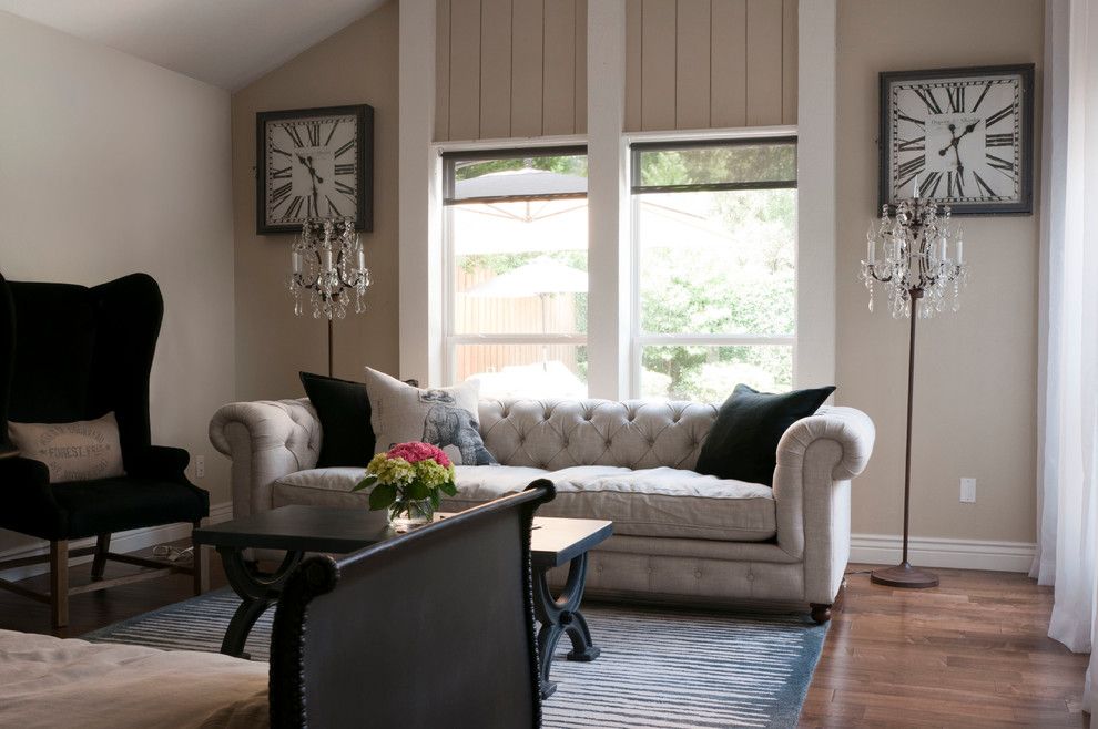 Counch for a Transitional Living Room with a Narrow Coffee Table and My Houzz: Gurfinkel by Angela Flournoy