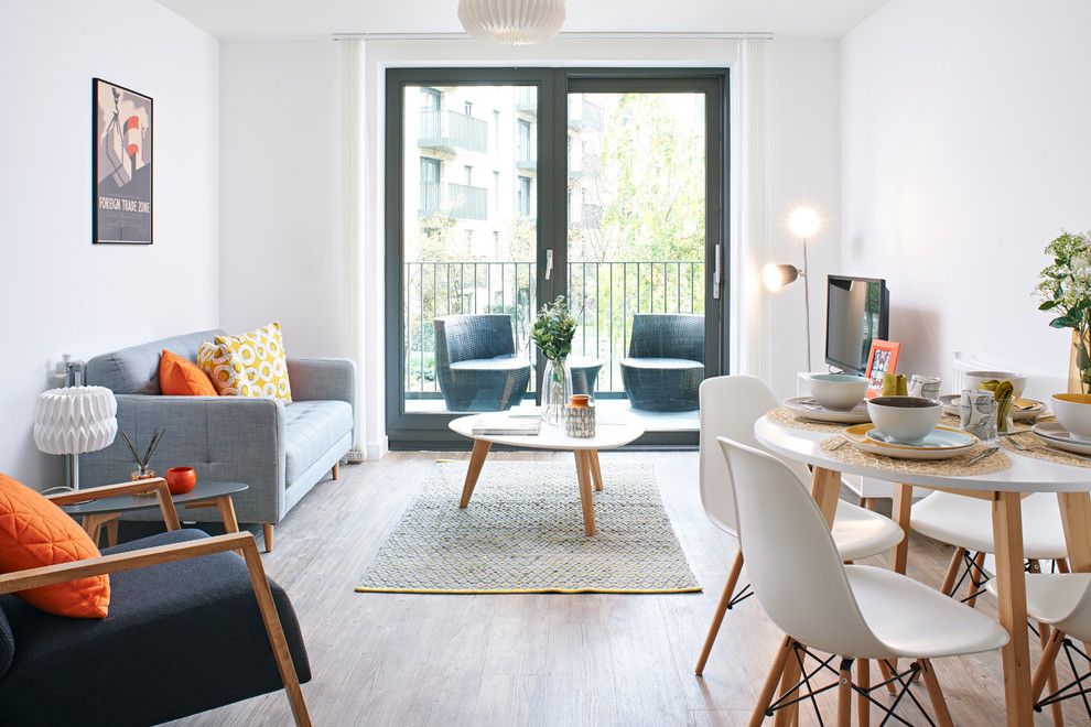 Craigslist Orange County Furniture for a Scandinavian Family Room with a Orange Cushion and Waterside Park by Hatch Interiors