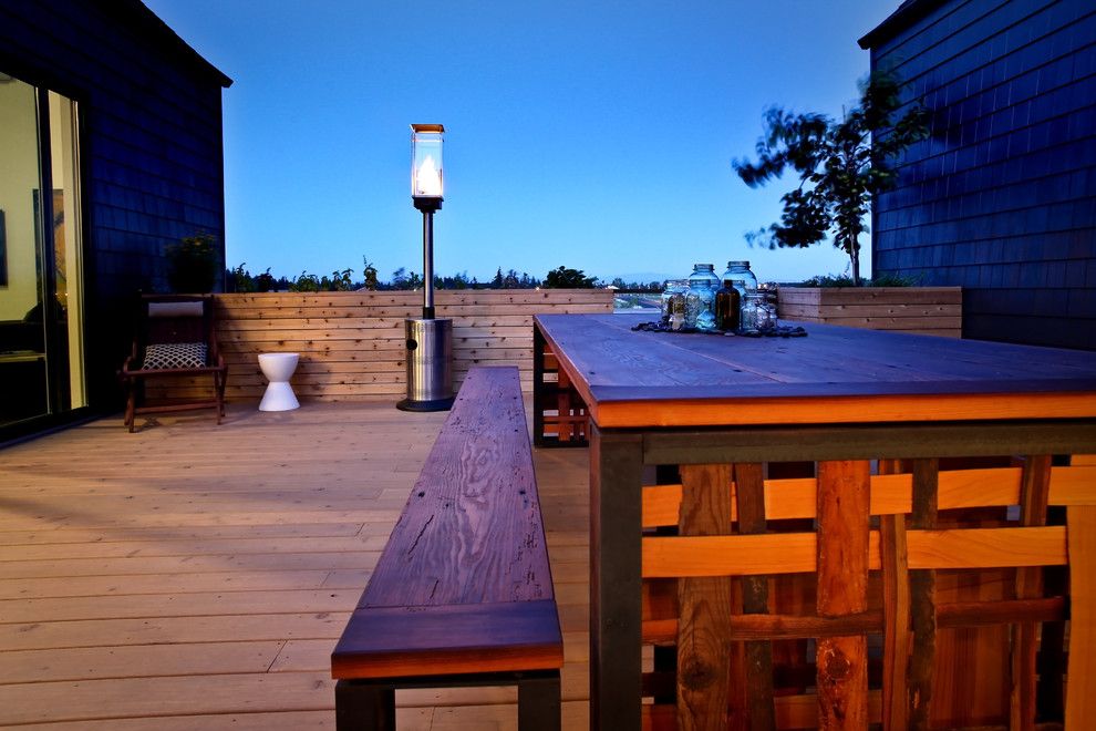 Craigslist Portland Furniture for a Rustic Deck with a Outdoor Dining and Second Floor Patior by Nicole Helene Designs