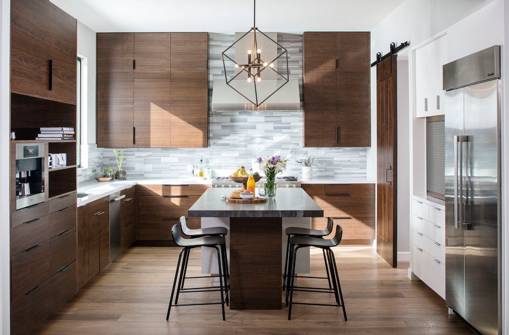 Crate and Barrel Customer Service for a Contemporary Dining Room with a Barn Door and Coastal Mid Century by Kw Designs