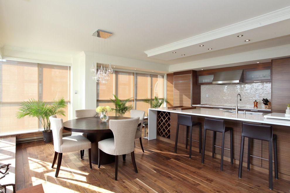 Crate and Barrel Customer Service for a Contemporary Kitchen with a Bubble Pendant and Luxury Kitchen in Downtown Toronto Condominium by Wintrup Developments