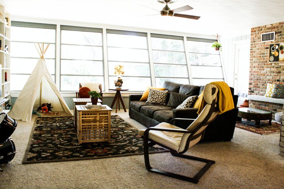 Crate and Barrel Walnut Creek for a Eclectic Living Room with a Tan Carpet and Acosta Rubio Residence by Mina Brinkey