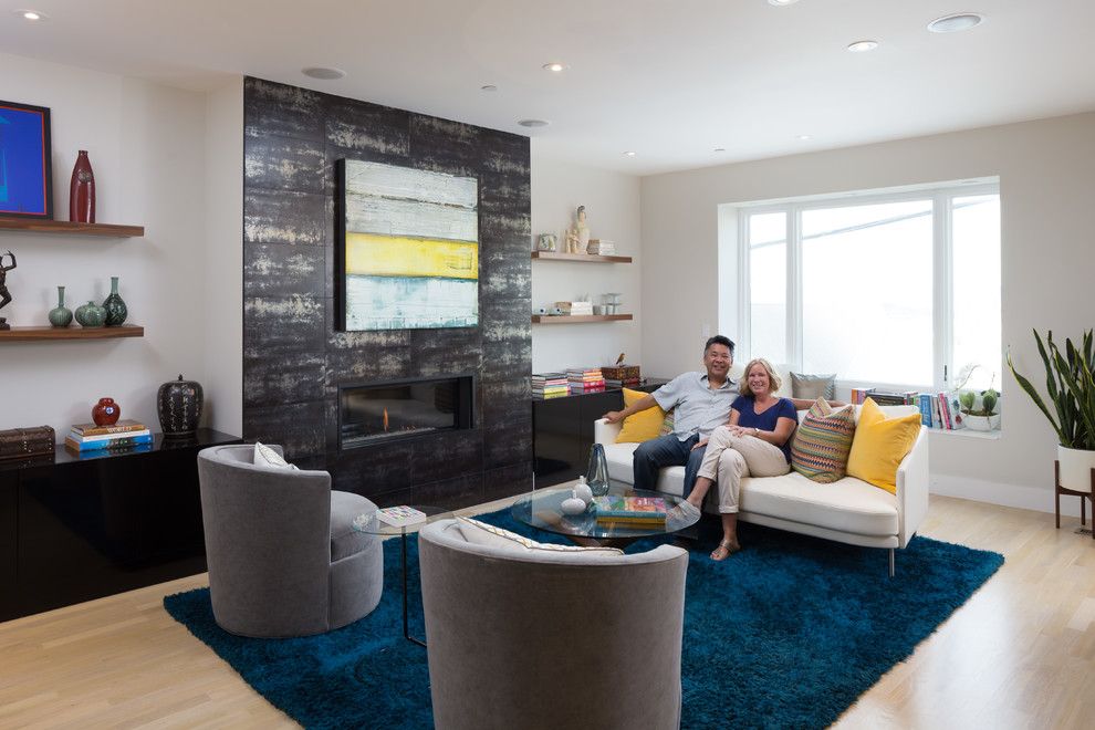 Crate and Barrel Walnut Creek for a Modern Living Room with a Floating Shelves and San Francisco Home with a View by Visual Jill Interior Decorating