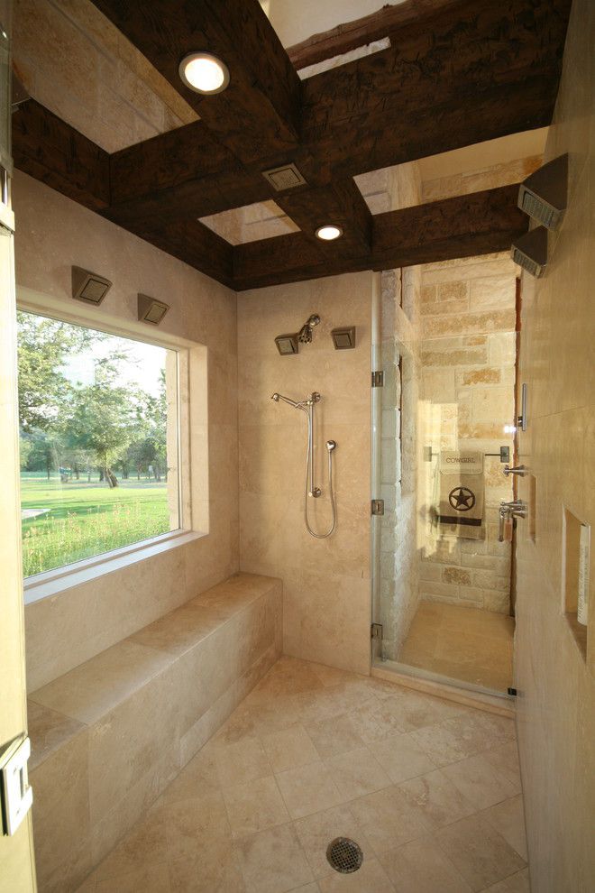 Crooked Creek Golf Course for a Rustic Bathroom with a Neutral Colors and Flat Rock Creek Ranch by John Lively & Associates