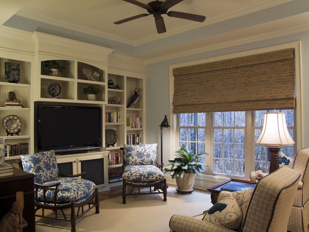 Crown Point Townhomes for a Beach Style Family Room with a Floor Lamp and Coastal Den by Jane Ann Designs