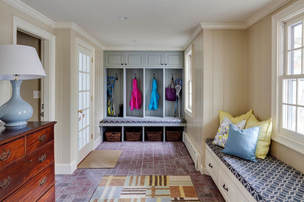 Crown Point Townhomes for a Traditional Entry with a Light Blue Cabinets and Whole House Renovation, Concord, Ma by Platt Builders