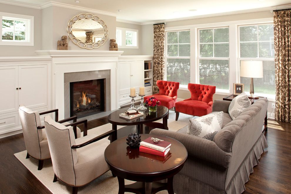 Crown Point Townhomes for a Traditional Living Room with a Brown and White Curtains and Traditional Chic by Refined Llc