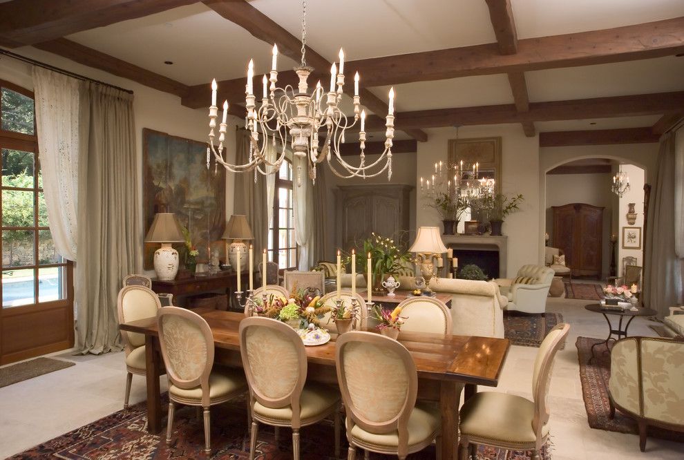 Currey and Co for a Traditional Dining Room with a Wood Ceiling Beams and Lifestyle House by Jack Arnold Companies