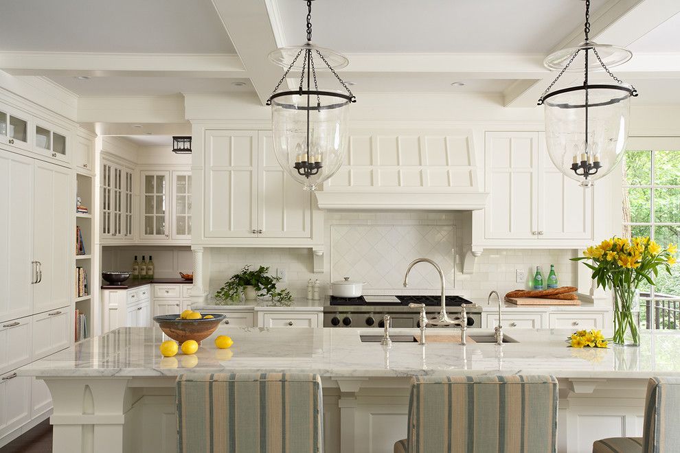 Currey and Co for a Traditional Kitchen with a Butlers Pantry and a Vision in White by Steven Cabinets