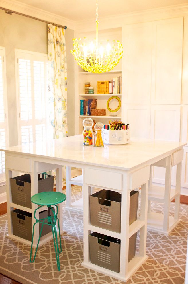 Custom Craftworks for a Eclectic Home Office with a Homeschool Room and Austin Abode by Vivid Design Group