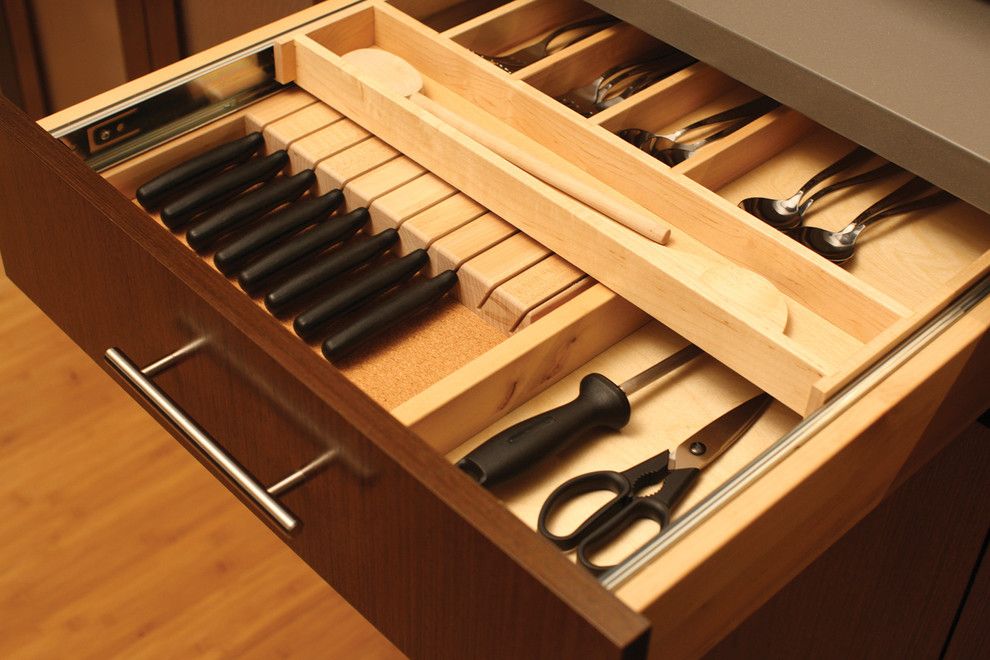 Cutco Knife Sharpening for a Modern Kitchen with a 2 Level and Urban Loft   Storage Solutions by Dura Supreme Cabinetry