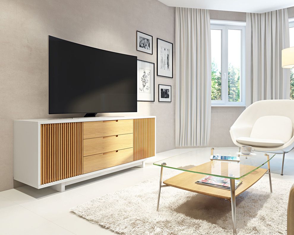 Cvs Media Pa for a Contemporary Living Room with a White Finish and Bdi Furniture by Bdi Furniture