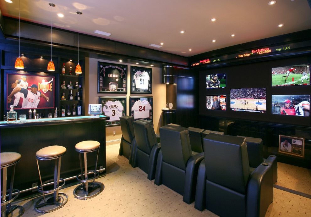 Dads Garage for a Contemporary Home Theater with a Metal Bar Stool and Sabathia by Sight and Sounds