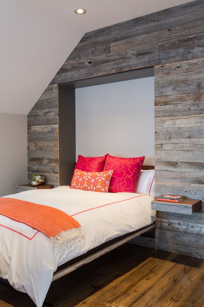 Dads Garage for a Rustic Bedroom with a Orange Blanket and Teton Pines by Dwelling