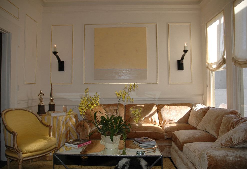 Dancing Goats Coffee for a Eclectic Living Room with a Crown Moulding and Living Room Wall. by Jerry Jacobs Design, Inc.