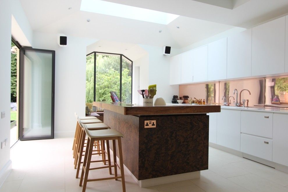 Deans Supply for a Contemporary Kitchen with a Geometric Shaped Windows and Open Plan Kitchens by Increation