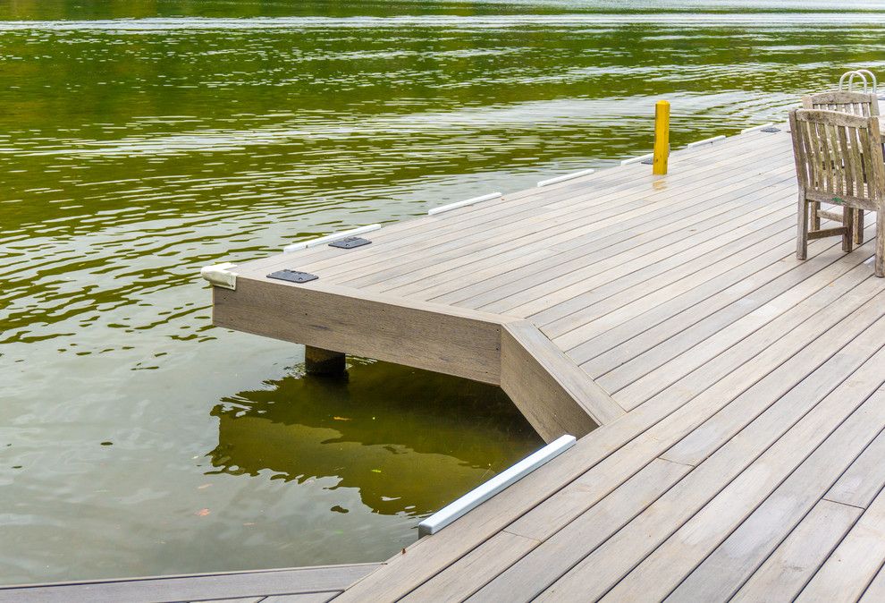 Decks and Docks for a Contemporary Deck with a Cool Boat Dock and Phillips Ranch Dock (Timbertech) by Timbertown