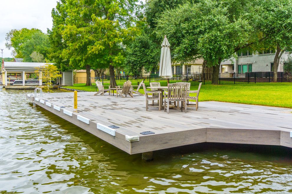 Decks and Docks for a Contemporary Deck with a Timber Tech Deck and Phillips Ranch Dock (Timbertech) by Timbertown