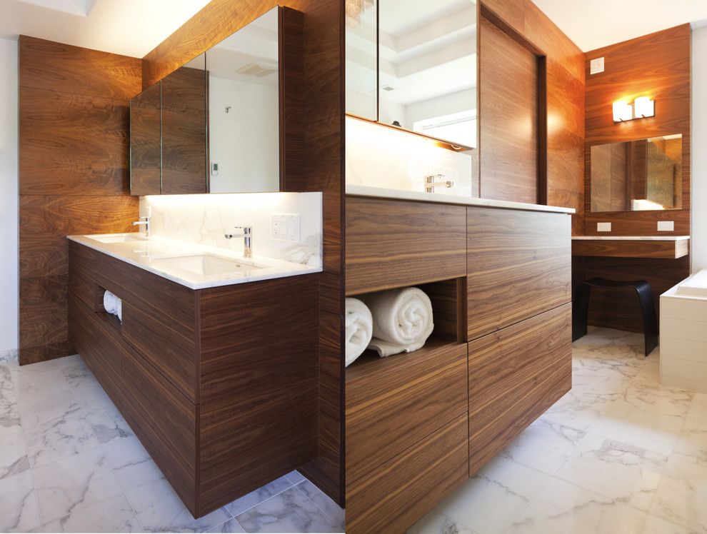 Demising Wall for a Contemporary Bathroom with a Bathroom Stool and Nw Homes by Vanillawood