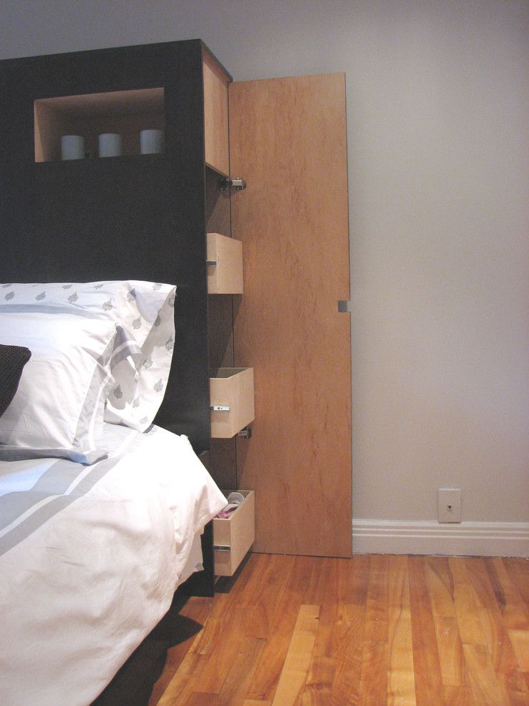 Devon Self Storage for a Contemporary Bedroom with a Headboards and Bev's by Dwelling on Design, Deborah Derocher