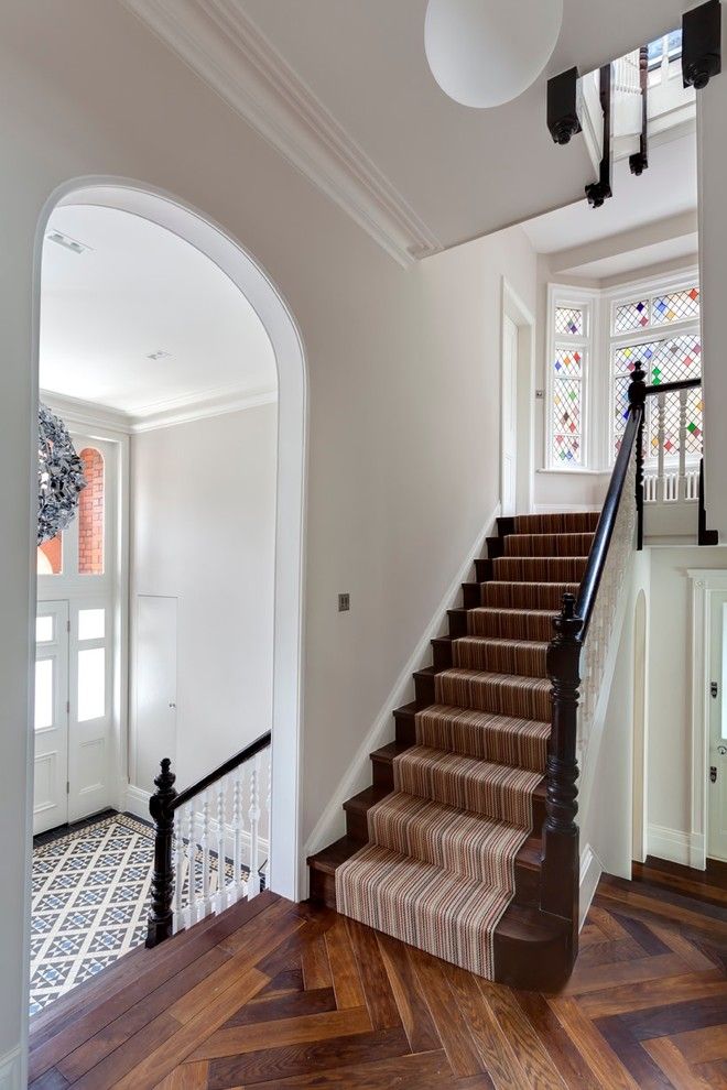 Diamond Residential Mortgage for a Victorian Staircase with a Dark Wood Risers and House in West Hampstead by Stephen Fletcher Architects