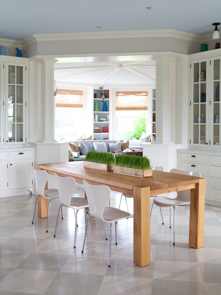 Diamond Vogel Paint for a Transitional Dining Room with a Recessed Lighting and Hamptons, Ny I by Alice Black Interiors