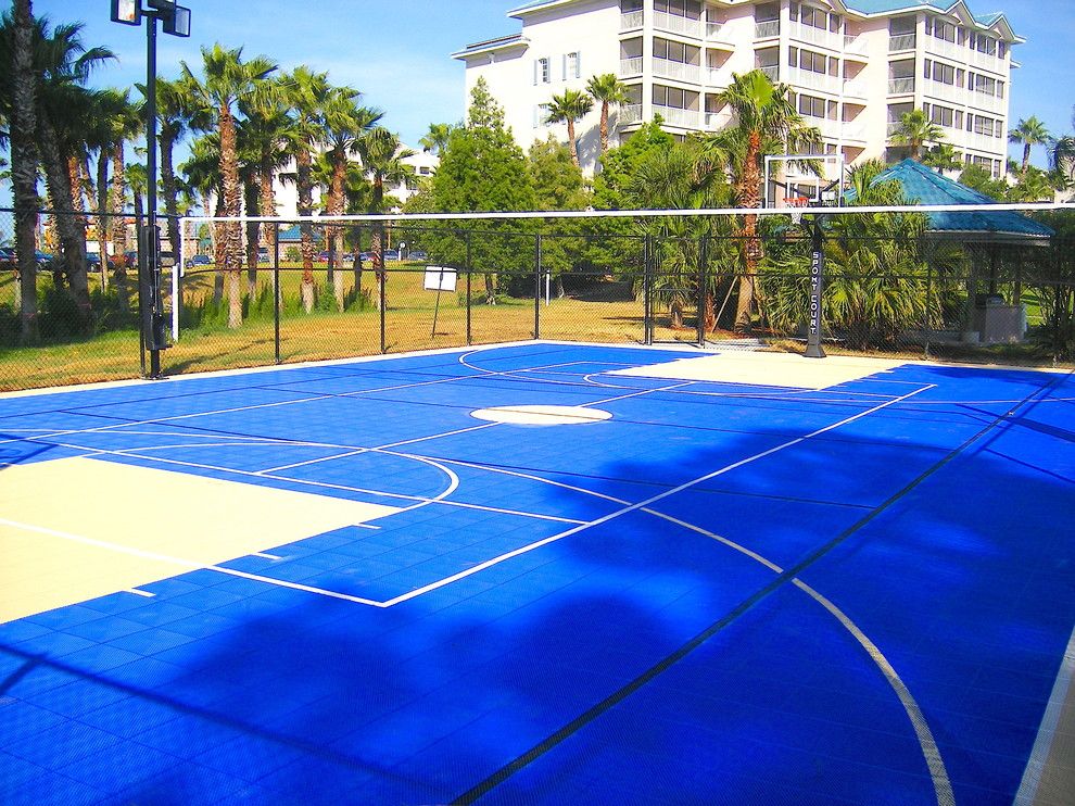 Dimensions of a Basketball Court for a Contemporary Landscape with a Sportscourt and the Fountains at Seaworld Sport Court by Sport Court Cfl