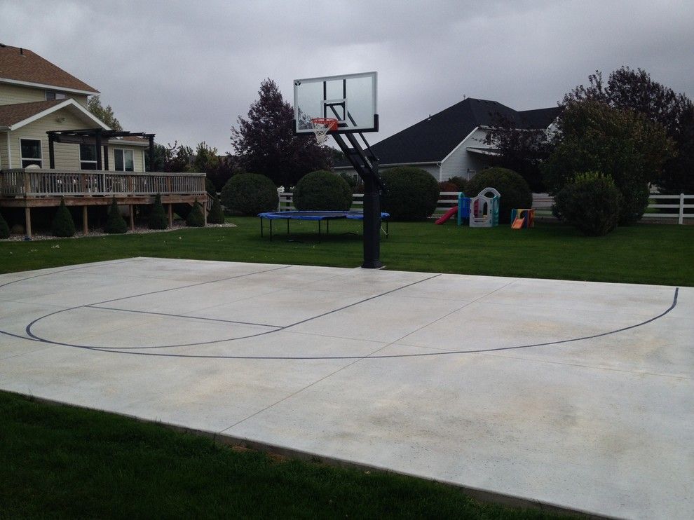 Dimensions of a Basketball Court for a Traditional Landscape with a in Ground Basketball Hoop and Andy T's Pro Dunk Diamond Basketball System on a 44x30 in Pocatello, Id by Pro Dunk Hoops