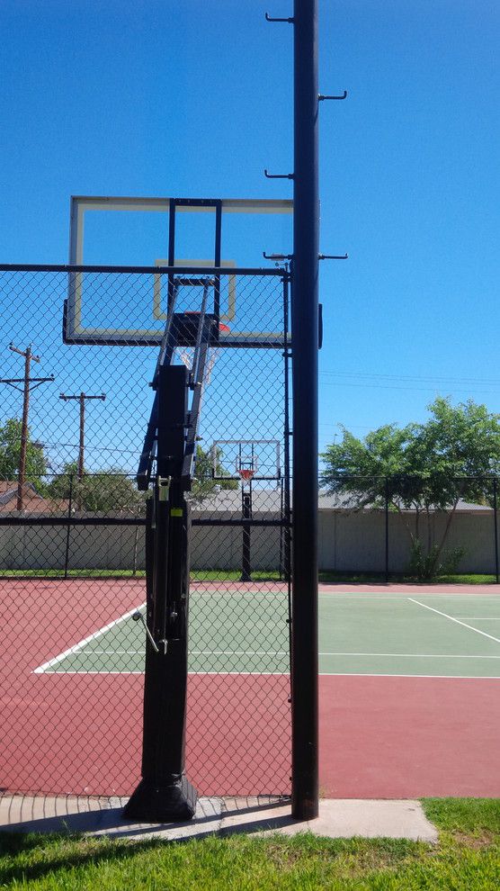 Dimensions of a Basketball Court for a Traditional Landscape with a Outdoor Basketball Goal and Bryce K's Pro Dunk Platinum Basketball System on a 60x60 in Mesa, Az by Pro Dunk Hoops